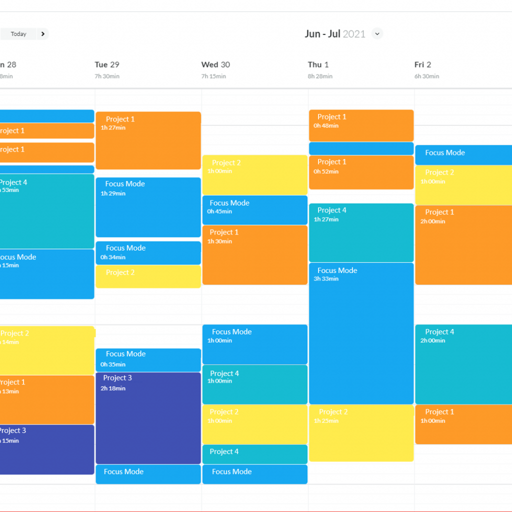 Overview timeular calendar 